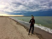 19 juni 2019 Coen Steetzel voert GPS-inmetingen uit in drie van de vier meetvakken Zuidstrand Recreatiestrand en Noordstrand